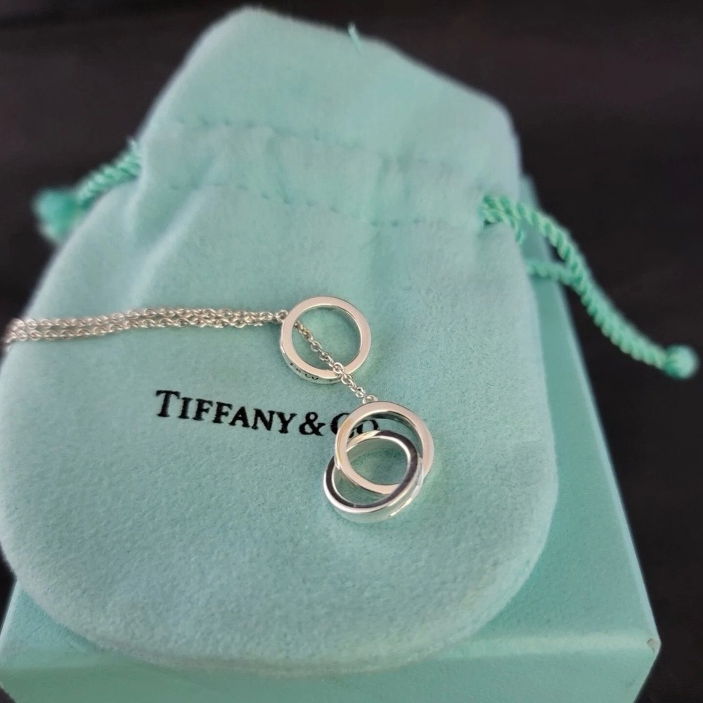 Vintage Tiffany & Co. 1837 Interlocking Circles Lariat Necklace Sterling Silver - Picture 2 of 8